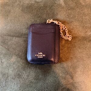 Coach Black Leather Wallet with Gold Chain